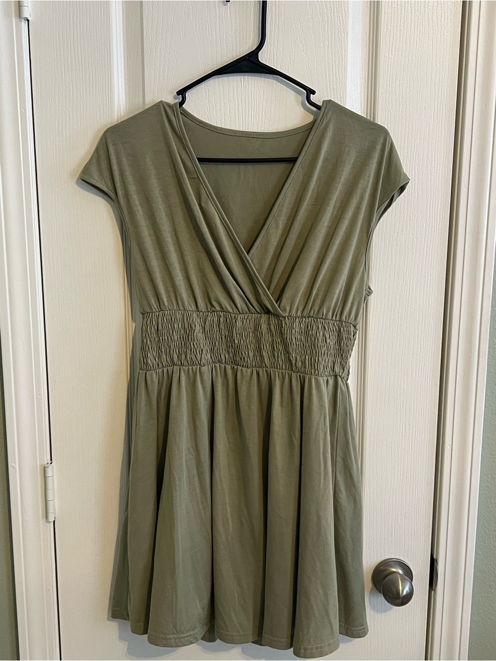 CUPSHE Olive Green Smocked Waist Wrap V-Neck Mini Dress